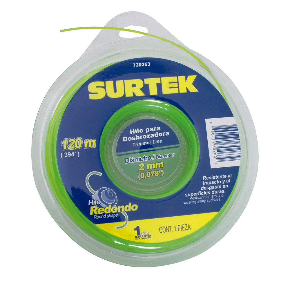 Nailon redondo para desbrozadora doble blíster, 2 mm x 120 m Surtek
