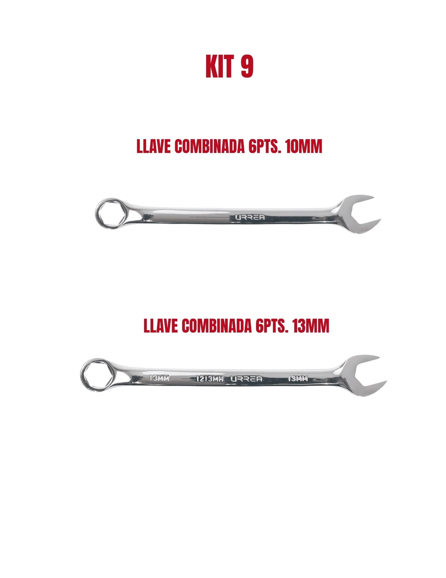 Kit de Llaves Combinadas de 6 puntas 10 mm y 13 mm Urrea
