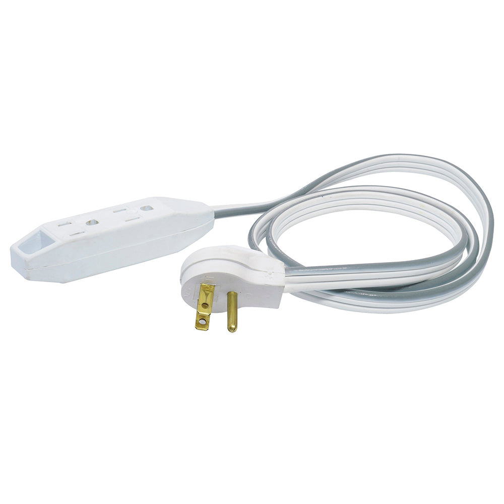 Extensión eléctrica plana aterrizada color blanco, 3 m Surtek