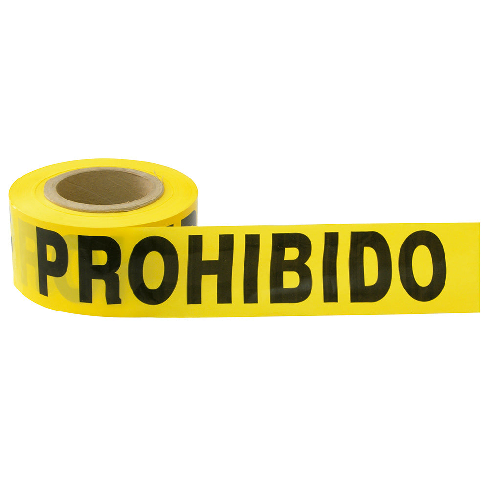 Cinta para barricada "PROHIBIDO EL PASO" ancho 3" de 100 m Surtek