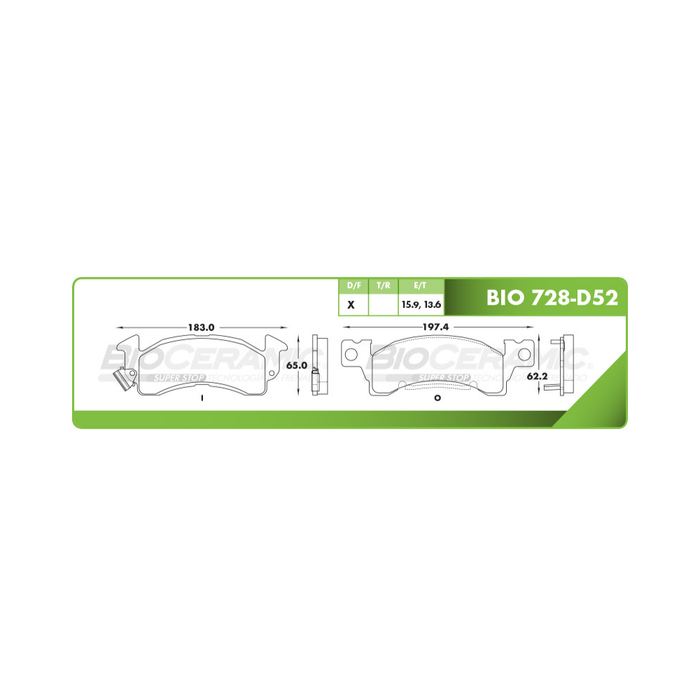 Balata Delantera Bioceramic 728 D52 – Refaccionaria Ruiz