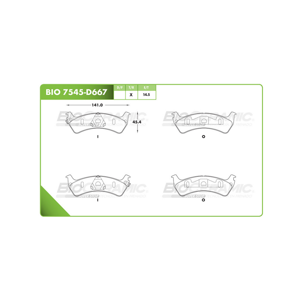 Balata Trasera Bioceramic 7545 D667