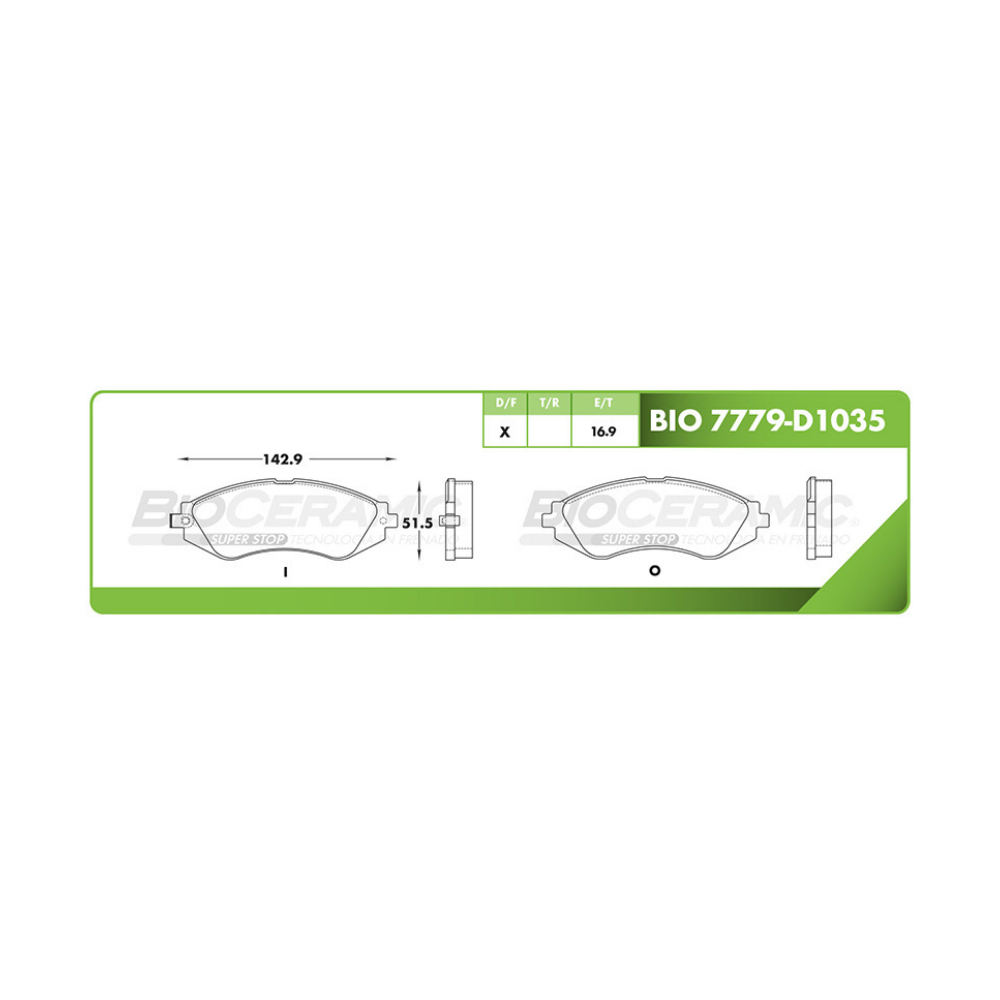 Balata Delantera Bioceramic 7779 D1035
