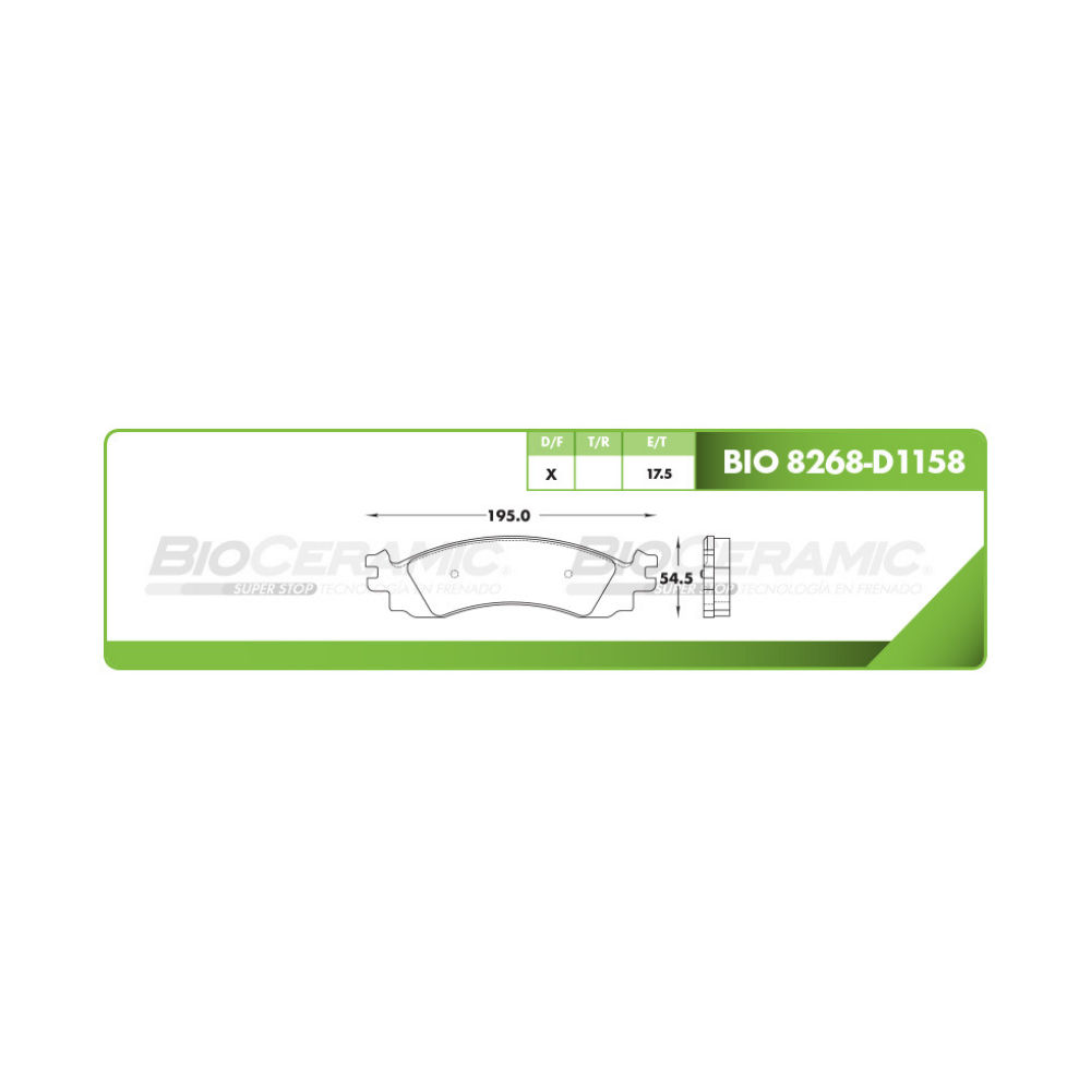 Balata Delantera Bioceramic 8268 D1158