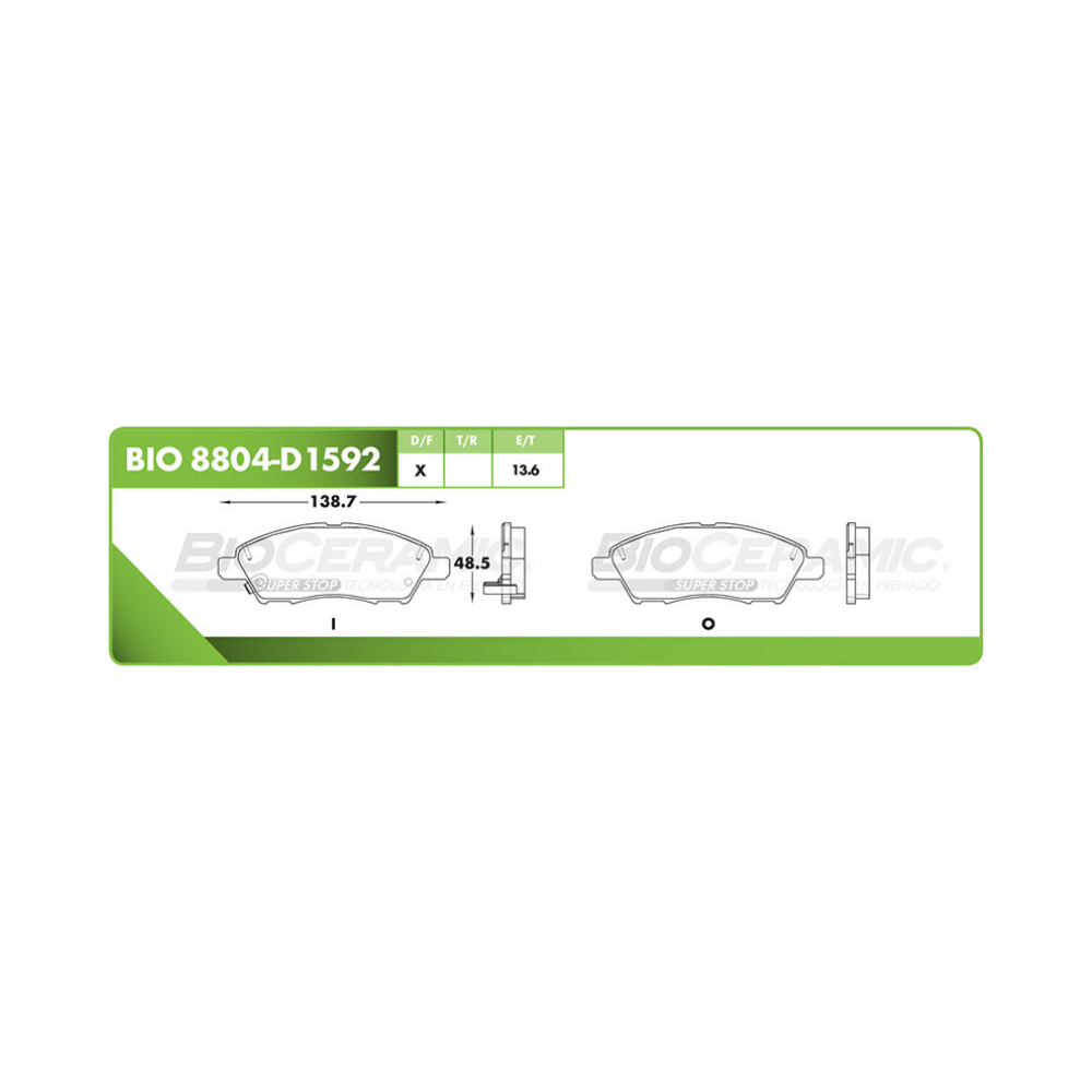 Balata Delantera Bioceramic 8804 D1592