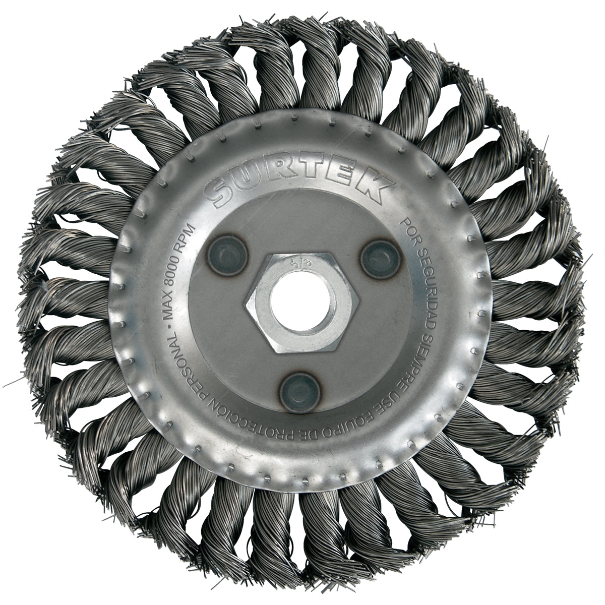 Carda circular trenzada alambre delgado 12" x 0.30 mm multi eje con adaptadores Surtek