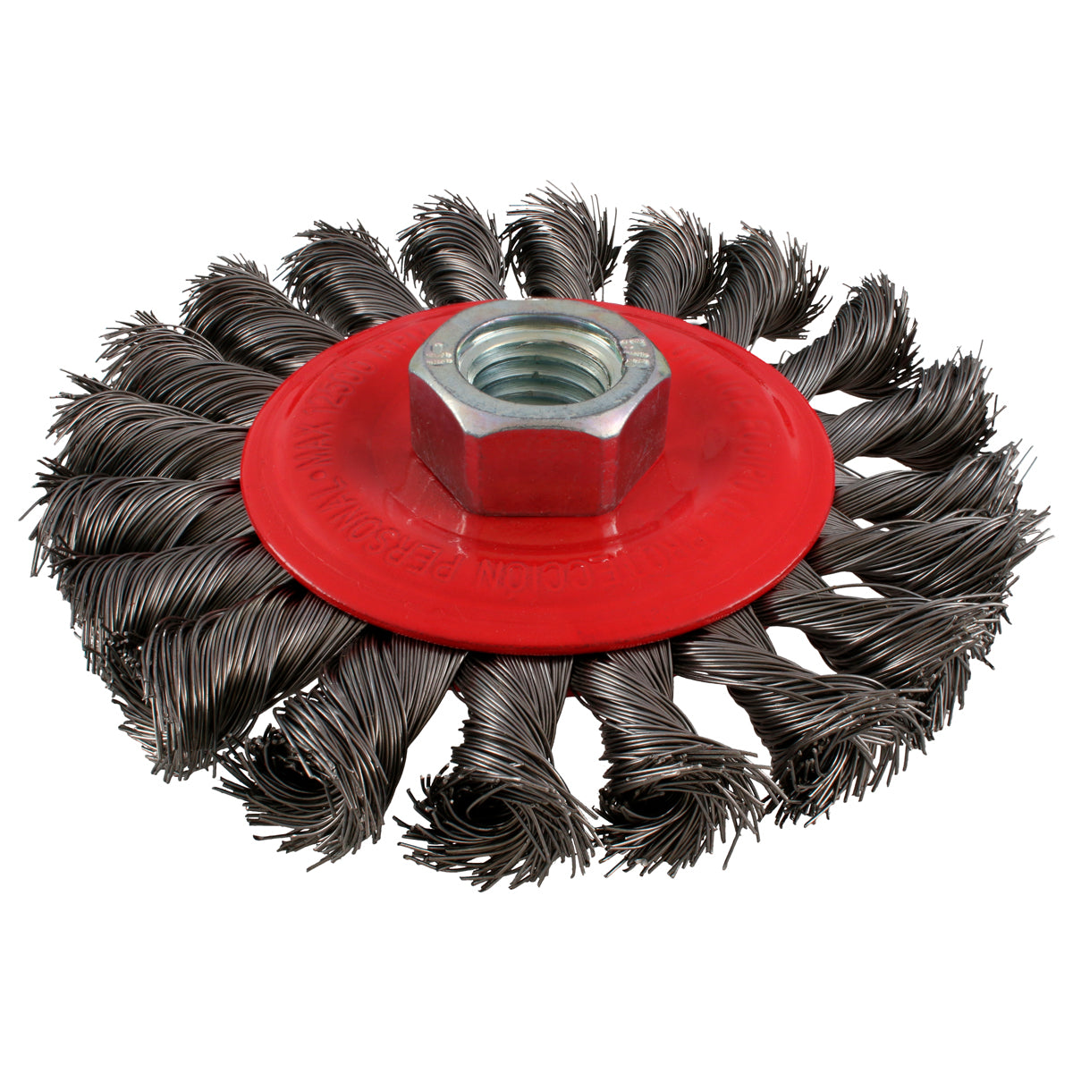 Carda circular trenzada alambre delgado de acero inoxidable 6" x 0.40 mm con rosca M14 Urrea