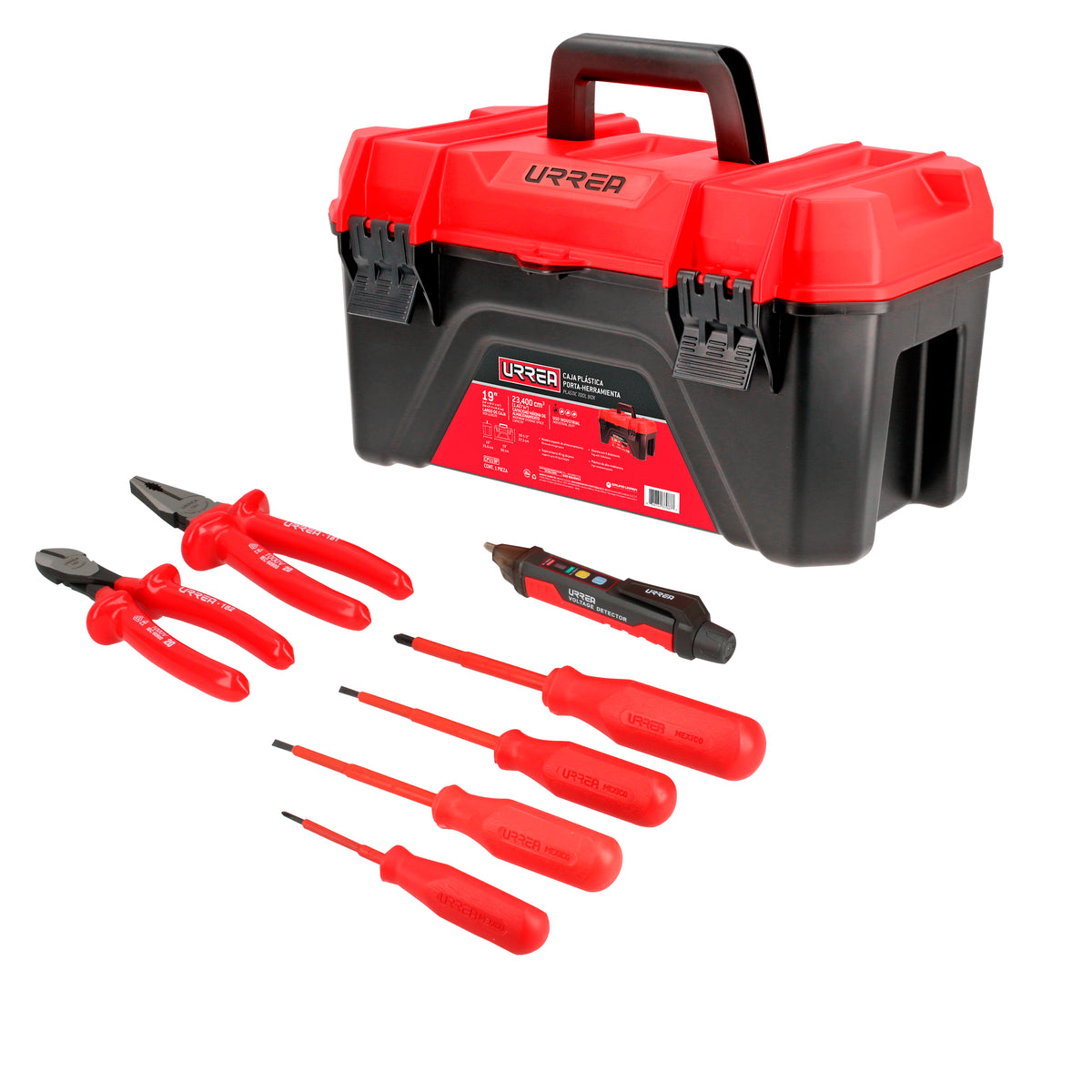 Juego combinado de herramientas para electricista de 1000 V con caja plástica, 8pieza Urrea
